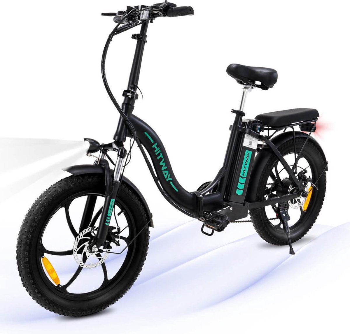 Hitway BK6S Elektrische Fiets | Opvouwbare E-bike | 20 Inch Fat Tire | 250W Motor | 10Ah | Zwart/Groen