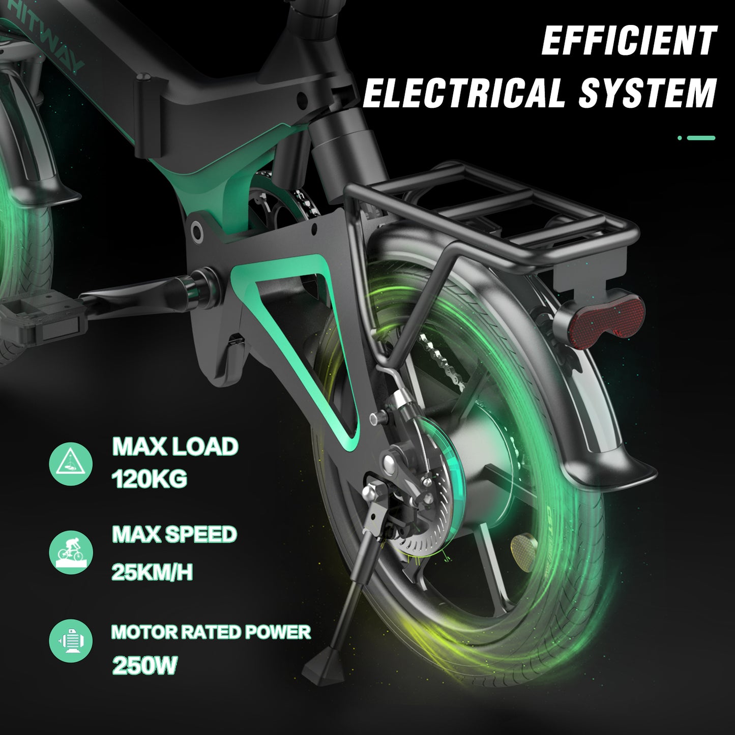 Hitway 14F005 Elektrische Fiets E-bike | Opvouwbaar | 250W Motor | 7.5Ah | 16" | Grijs / Zwart