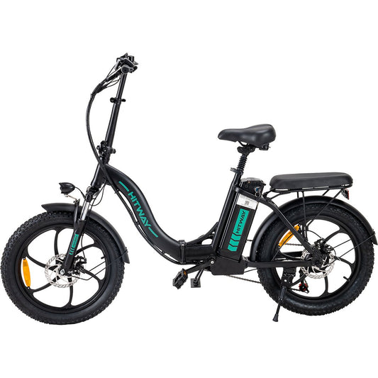Hitway BK6S Elektrische Fiets | Opvouwbare E-bike | 20 Inch Fat Tire | 250W Motor | 10Ah | Zwart/Groen